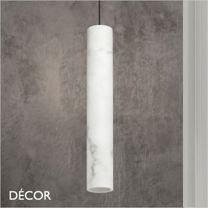 Ideal Lux - Look 40 - Alabaster Modern Designer Cylindrical Pendant Light - Chic Italian Design - Ideal for a Kitchen, Dining Room, Hotel, Restaurant, Bistro & Cafe