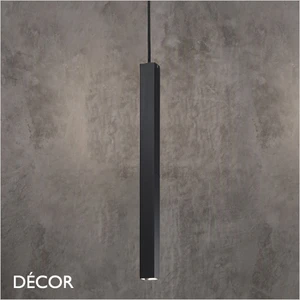 Ideal Lux - Look 40 Square - Slim Matt Black Designer Square Pendant Light - 1.5cm and 3cm Width - Chic Italian Design - Ideal for any Modern Space