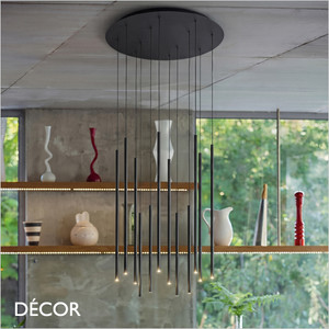 Ideal Lux - Look Drop 40, 50 & 65 - Matt Black Multiple Pendant Light with 8, 12 or 16 LEDs - Chic Italian Design - Ideal for any Modern Space