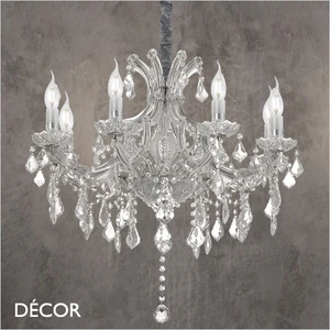 Ideal Lux - Napoleon, 8 arm - Clear Crystal & Chrome Chandelier - Luxurious Italian Design for a Dining Room, Living Room, Stairs, Hallway, Hotel & Restaurant