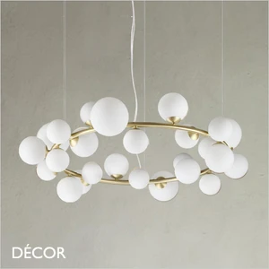 Ideal Lux - Perlage 25 - White Acid-Etched Glass with Satin Brass Rounded Rectangular  Modern Designer Multiple Pendant Light - A Stunning Statement Piece for Any Contemporary Space