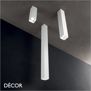 Ideal Lux - Look 10, 20, 40 & 75, 4 Sizes - Square Matt White Modern Designer Cuboid Ceiling Light - Chic Italian Design - Ideal for a Kitchen, Kitchen Island, Hallway, Hotel, Bistro or Restaurant