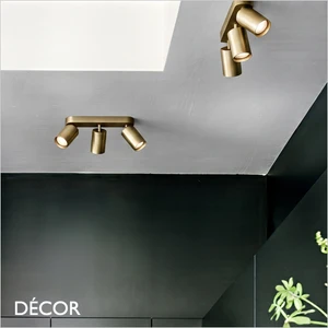 A1 Ideal Lux - Dynamite 3 - Linear Round Brass Modern Designer Adjustable Spotlight Bar - Perfect for a Kitchen, Dining Room, Office, Restaurant or Bar