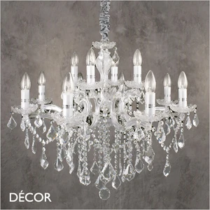 Ideal Lux - Florian, 12 arm - Clear Crystal & Chrome Chandelier - Opulent Italian Design for a Dining Room, Living Room, Stairs, Hallway, Hotel & Restaurant