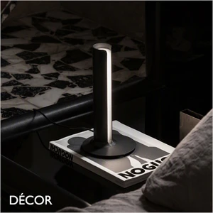 Ideal Lux - Dorica - Matt Black Fluted Modern Table Lamp - Minimalist Design for Any Contemporary Space