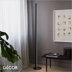 Ideal Lux - Dorica - Matt Black Fluted Modern Dimmable Floor Lamp - Minimalist Design for Any Contemporary Space