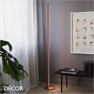 Ideal Lux - Dorica - Matt Orange Fluted Modern Dimmable Floor Lamp - Minimalist Design for Any Contemporary Space