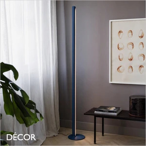 Ideal Lux - Dorica - Matt Blue Fluted Modern Dimmable Floor Lamp - Minimalist Design for Any Contemporary Space