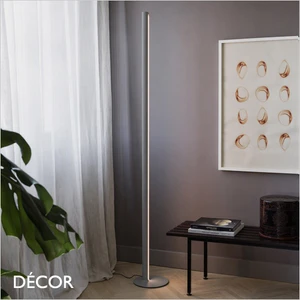 Ideal Lux - Dorica - Grey Fluted Modern Dimmable Floor Lamp - Minimalist Design for Any Contemporary Space
