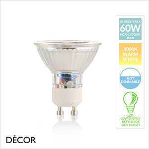 GU10 7W LED Clear Spotlight Bulb, 3000K Warm White Light - As Bright as a 60W Halogen Bulb - Energy Efficient Lights for your Home & Business GU10 7W LED Clear Spotlight Bulb, 3000K Warm White Light - As Bright as a 60W Halogen Bulb - Energy Efficient Lights for your Home & Business