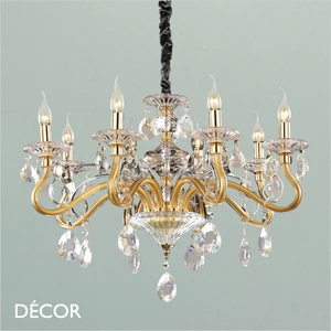 Ideal Lux - Negresco, 8 arm - Crystal & Gold Chandelier - Magnificent Italian Showpiece for a Dining Room, Living Room, Stairs, Hallway, Hotel & Restaurant