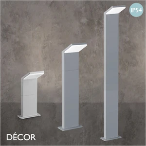 Ideal Lux - Style 30, 50 & 100, 3 Sizes - Grey & Opal White Modern Designer Outdoor LED Post Light - Minimalist Italian Design for the Garden & Outdoor Area of your Hotel, Bar, Bistro & Café.