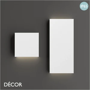 1A1 Ideal Lux - Post-It - Matt White Modern Designer Outdoor LED Wall Light, Square or Rectangular - Minimalist Italian Design for the Garden & Outdoor Area of your Hotel, Bar, Bistro & Café.