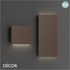1A1 Ideal Lux - Post-It - Matt Coffee Modern Designer Outdoor LED Wall Light, Square or Rectangular - Minimalist Italian Design for the Garden & Outdoor Area of your Hotel, Bar, Bistro & Café.