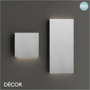 Ideal Lux - Post-It - Brushed Steel Modern Designer Outdoor LED Wall Light, Square or Rectangular - Minimalist Italian Design for the Garden & Outdoor Area of your Hotel, Bar, Bistro & Café.