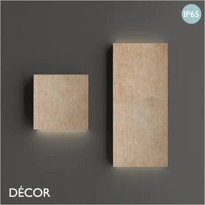 Ideal Lux - Post-It - Brushed Brass Modern Designer Outdoor LED Wall Light, Square or Rectangular - Minimalist Italian Design for the Garden & Outdoor Area of your Hotel, Bar, Bistro & Café.