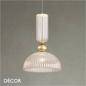 Maytoni - Antic - Cognac Fluted Glass with Gold Accents Modern Designer Pendant Light - Stylish Design for any Contemporary Interior Space