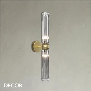 Maytoni - Antic - Smoked Grey Fluted Glass Gold Accents Modern Designer Ultra-Slim Wall Light - Elegant German Design for any Contemporary Interior Space