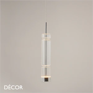 Maytoni - Ordo 74 - Clear Ribbed Glass with Chrome Accents Modern Designer LED Pendant Light - Stylish German Design for any Contemporary Interior Space