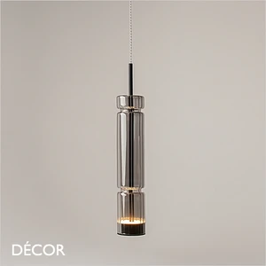 Maytoni - Ordo 74 - Mirrored Smoky Ribbed Glass with Chrome Accents Modern Designer LED Pendant Light - Stylish German Design for any Contemporary Interior Space