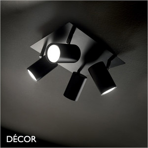 Ideal Lux - Spot 4 - Matt Black Modern Designer Adjustable Ceiling Cylindrical Spotlight Plate - Perfect for a Kitchen Island, Kitchen, Dining Room, Office, Restaurant or Bar Ideal Lux - Spot 4 - Matt Black Modern Designer Adjustable Ceiling Cylindrical Spotlight Plate - Perfect for a Kitchen Island, Kitchen, Dining Room, Office, Restaurant or Bar