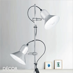 Ideal Lux - Polly - Silver & Chrome Modern Designer Floor Lamp with 2 Adjustable Spotlights - Perfect Directional Task Lighting for an Office, Living Room, Study & Bedroom Ideal Lux - Polly - Silver & Chrome Modern Designer Floor Lamp with 2 Adjustable Spotlights - Perfect Directional Task Lighting for an Office, Living Room, Study & Bedroom