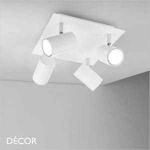 1A1 Ideal Lux - Spot 4 - Matt White Modern Designer Adjustable Ceiling Cylindrical Spotlight Plate - Perfect for a Kitchen Island, Kitchen, Dining Room, Office, Restaurant or Bar 1A1 Ideal Lux - Spot 4 - Matt White Modern Designer Adjustable Ceiling Cylindrical Spotlight Plate - Perfect for a Kitchen Island, Kitchen, Dining Room, Office, Restaurant or Bar