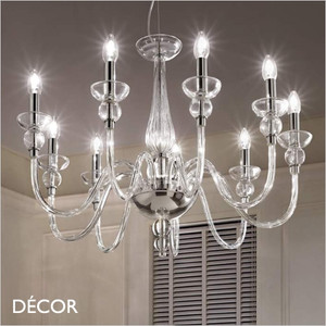 1A1 Ideal Lux - Doge, 9 arm - Clear Glass Modern Designer Chandelier - Contemporary Italian Style for a Dining Room, Living Room, Kitchen, Hallway, Hotel & Restaurant 1A1 Ideal Lux - Doge, 9 arm - Clear Glass Modern Designer Chandelier - Contemporary Italian Style for a Dining Room, Living Room, Kitchen, Hallway, Hotel & Restaurant