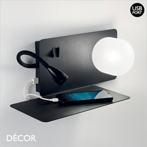 1A1 Ideal Lux - Book with USB Port - Black Modern Designer Two in One LED Wall Light with Ambient & Flexible Reading Light, Left or Right - Stylish Innovative Italian Chic for a Bedside 1A1 Ideal Lux - Book with USB Port - Black Modern Designer Two in One LED Wall Light with Ambient & Flexible Reading Light, Left or Right - Stylish Innovative Italian Chic for a Bedside