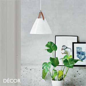 Nordlux - Strap 27 - White Glass & Leather Modern Designer Pendant Light - Perfect in a Kitchen, Dining Room, Living Room, Hotel, Restaurant, Bistro & Café. DFTP Nordlux - Strap 27 - White Glass & Leather Modern Designer Pendant Light - Perfect in a Kitchen, Dining Room, Living Room, Hotel, Restaurant, Bistro & Café. DFTP