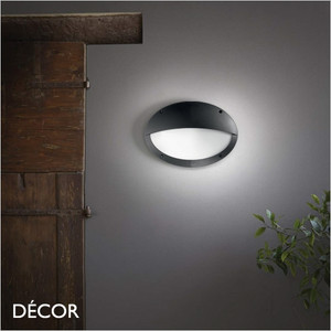 Ideal Lux - Medea 2 - High Performance Black or White Modern Designer Elliptical Outdoor Wall Light - Minimalist Style for any Contemporary Space. Ideal Lux - Medea 2 - High Performance Black or White Modern Designer Elliptical Outdoor Wall Light - Minimalist Style for any Contemporary Space.