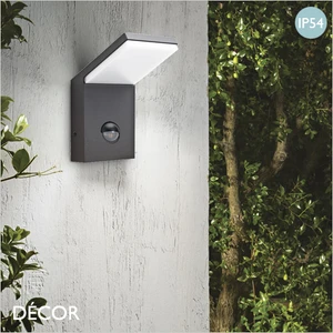 Ideal Lux - Style with Sensor - Anthracite & Opal White Modern Designer Outdoor LED Wall Light - Minimalist Italian Design for the Garden & Outdoor Area of your Hotel, Bar, Bistro & Café
