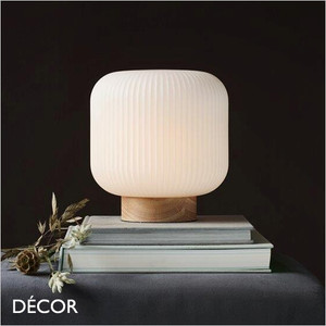 1A1 Nordlux - Milford - Opal White Glass & Wood Modern Designer Table Lamp - Nordic Chic for a Living Room, Reception or Bedroom 1A1 Nordlux - Milford - Opal White Glass & Wood Modern Designer Table Lamp - Nordic Chic for a Living Room, Reception or Bedroom