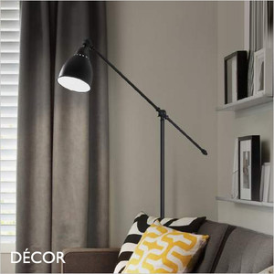 Ideal Lux - Newton - Matt Black Modern Designer Adjustable Floor Lamp - Vintage Industrial Light for a Living Room, Study, Bedroom, Reception Room & Dining Room