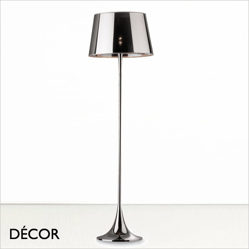 London Cromo - Semi-translucent Chrome Shade & Polished Chrome Base Modern Designer Table Lamp - Stylish Italian Chic for a Living or Reception Room