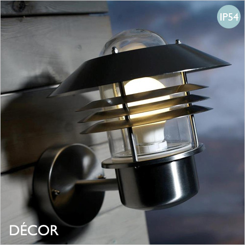 11A1 Vejers - Stainless Steel Modern Designer Outdoor Wall Light - Contemporary Industrial Style Lighting for your Garden, Hotel, Bistro & Cafe