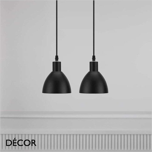 Ray - Black & Brass Set of Two Modern Designer Pendant Lights - Perfect for your Kitchen, Dining Room, Living Room, Hotel, Restaurant & Café