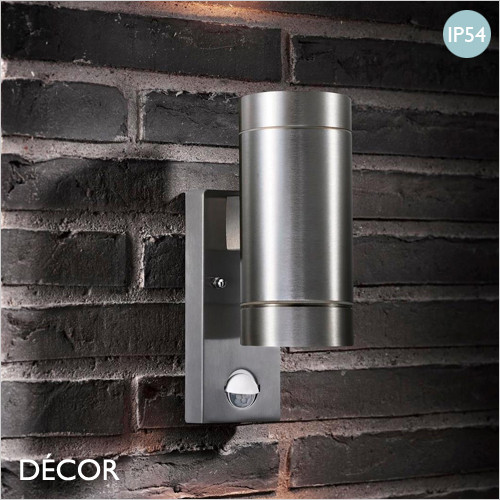 11A1 Tin Maxi, Double with Sensor - Aluminium Modern Designer Outdoor Wall Light - Minimalist Style Light for any Outdoor Area of a Home, Hotel & Bistro