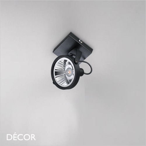 Glim 1 Adjustable Spotlight - Matt Black Modern Designer Spotlight Plate - Perfect for a Kitchen Island, Kitchen, Dining Room, Office, Restaurant or Bar