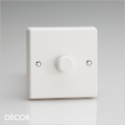 Programmable Dimmer Switch - White Modern Designer 1 Gang 2 Way Push On/Off Rotary Switch  - Energy Efficient Lighting for your Home and for your Business