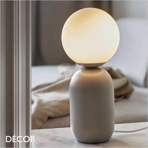 Notti - Grey Modern Designer Table Lamp - Ideal for a Living Room, Home Office, Study, Reception Room or Bedside