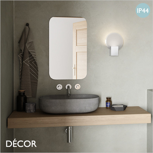 Hester, MoodMaker™ - Frosted Glass & White Modern Designer LED Bathroom Wall Light - Innovative Danish Design - Perfect for a Bathroom, Shower Room, Wet Room & Wash Room