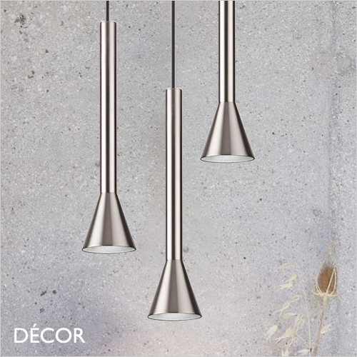 Diesis - Satin Nickel Modern Designer Pendant Light - Minimalist Industrial Italian Design for a Kitchen, Dining Room, Hotel, Restaurant, Bistro, Bar & Café