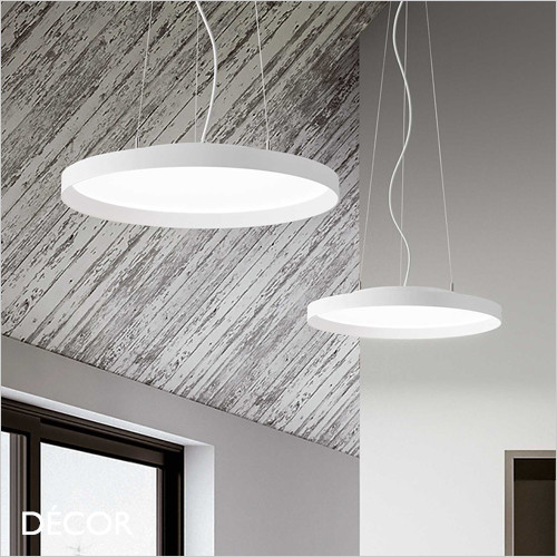 Fly 35, 45, 60 & 90, 4 Sizes - Matt White Modern Pendant Light  with Warm or Neutral White Light- Minimalist Italian Design For Any Contemporary Space