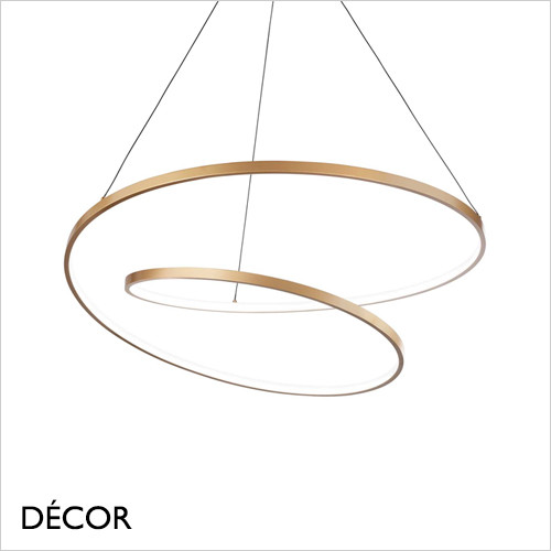 Oz 60 & 80, 2 sizes - Brushed Brass Modern Designer LED Suspension Light - Unique Italian Design Ideal for your Kitchen, Living Room, Office, Hotel & Reception Room