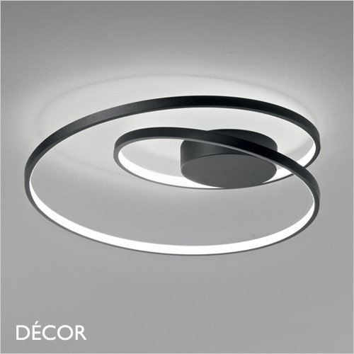 Ideal Lux - Oz 40, 60, 80 & 100, 4 Sizes - Matt Black Modern Designer LED Flush Fitting Ceiling Light - Unique Italian Design Ideal for your Kitchen, Living Room, Office, Hotel & Reception Room