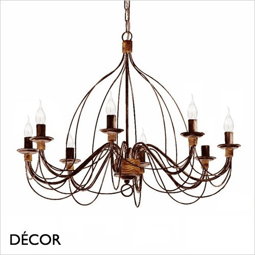 Corte, 8 arm - Antique Black Russet Finish & Brass Detail, Hand-Crafted Chandelier - Italian style for a Dining Room, Living Room, Hall & Restaurant