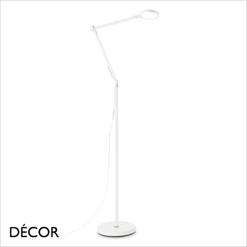 Ideal Lux - Futura - White Adjustable Articulated Modern Designer LED Floor Lamp - Perfect Task Light for your Study, Workspace, Bedside, Living Room & Lounge