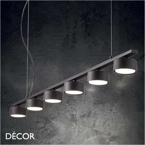 Ideal Lux - Minor 4 & 6 - Matt Black Modern Designer Linear Suspension Light- Perfect for Any Contemporary Space