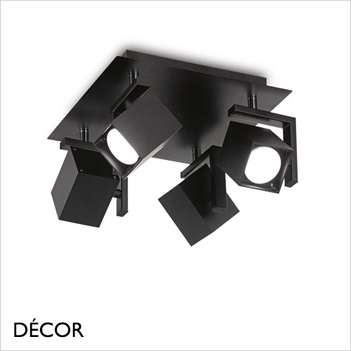 Mouse 4 - Matt Black Modern Designer Adjustable Cubic Ceiling Spotlight - Stunning in a Kitchen, Reception Room, Office, Restaurant, Bistro or Bar